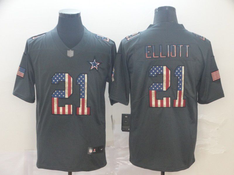 Men Dallas cowboys #21 Elliott Carbon Black Retro USA flag Nike NFL Jerseys